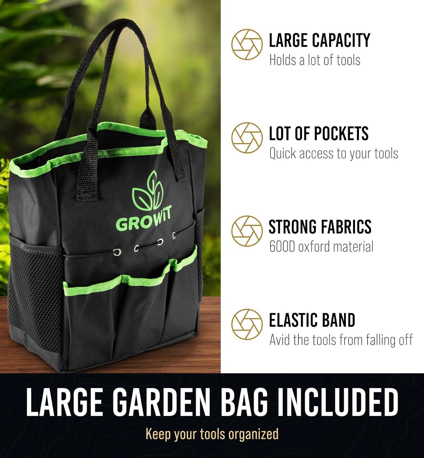 Deluxe Garden Hand Tool Kit with Organizer Bag