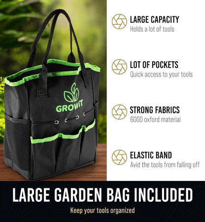 Deluxe Garden Hand Tool Kit with Organizer Bag