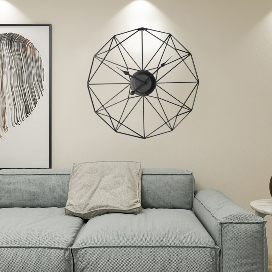 Modern Geometric Wireframe Wall Clock - Gold Finish