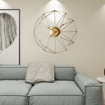 Modern Geometric Wireframe Wall Clock - Gold Finish